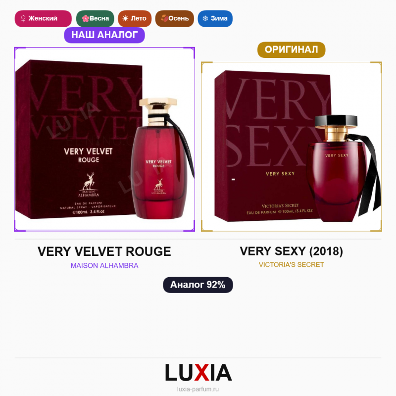Духи VERY VELVET ROUGE фото оригинал